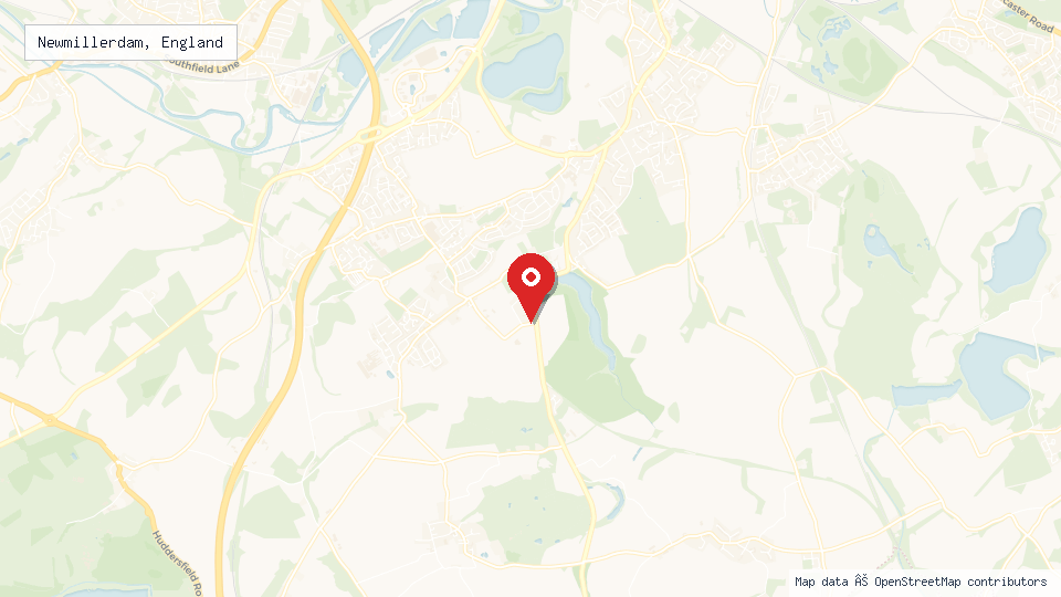 Street map of Newmillerdam, England with location pin
