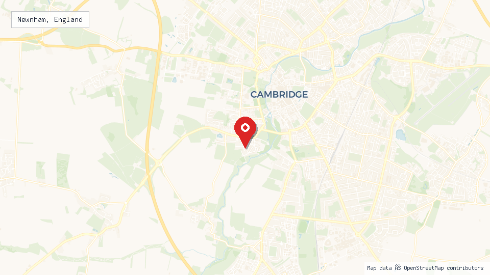 Street map of Newnham, England with location pin
