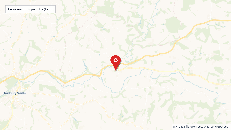 Street map of Newnham Bridge, England with location pin