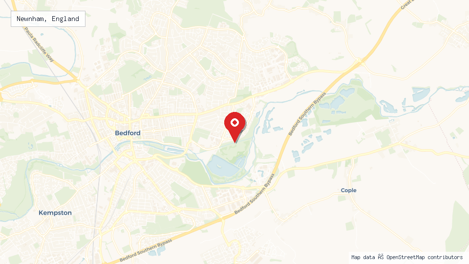 Street map of Newnham, England with location pin
