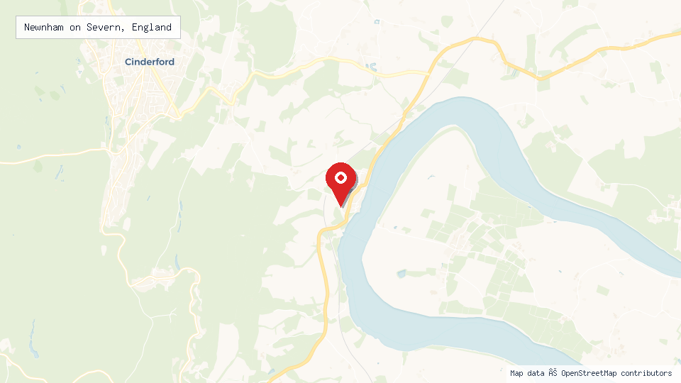 Street map of Newnham on Severn, England with location pin