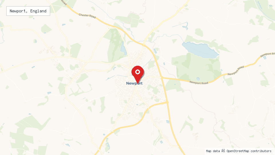 Street map of Newport, England with location pin