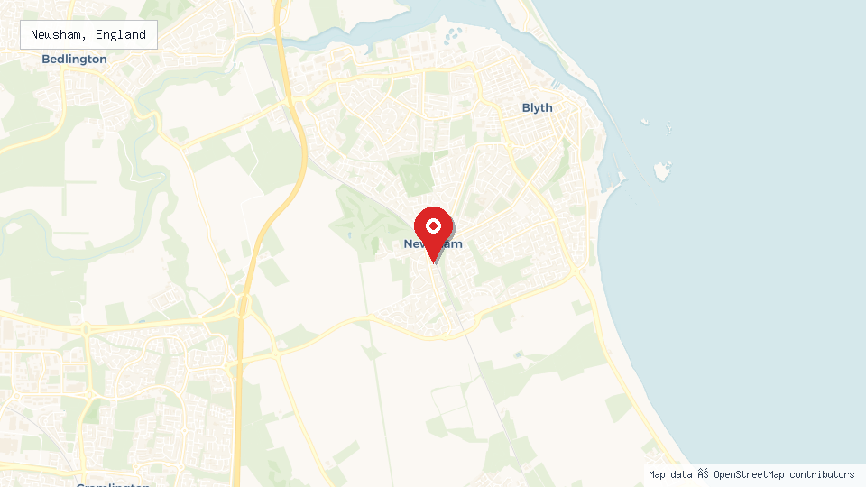 Street map of Newsham, England with location pin