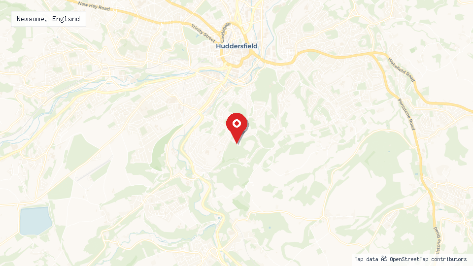 Street map of Newsome, England with location pin