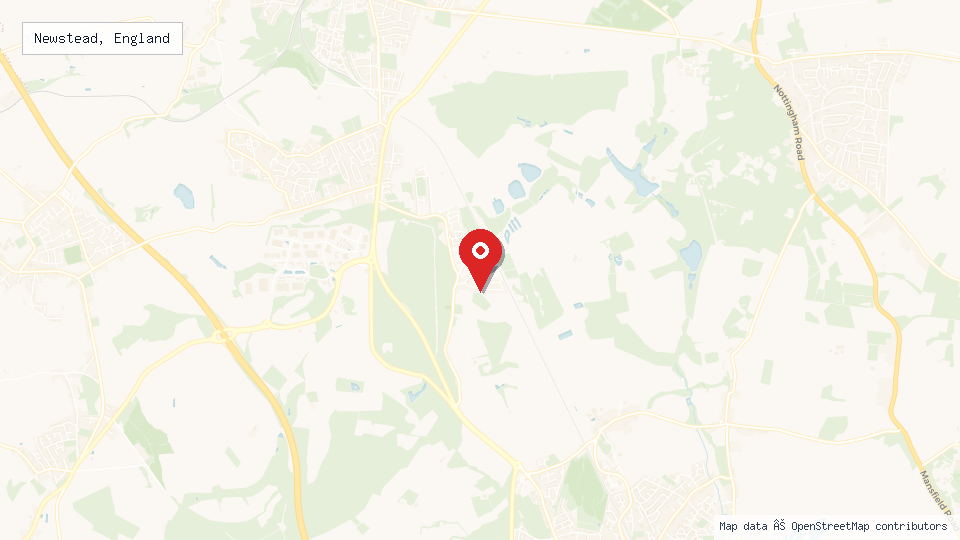 Street map of Newstead, England with location pin