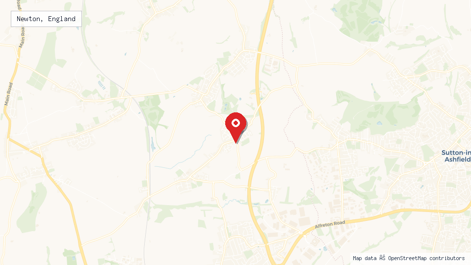 Street map of Newton, England with location pin