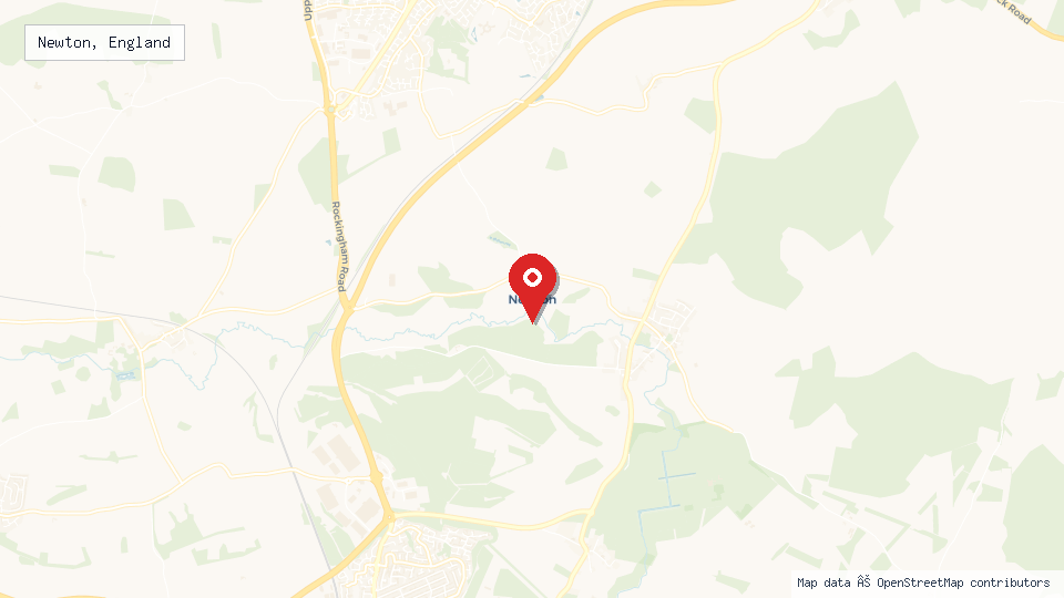 Street map of Newton, England with location pin