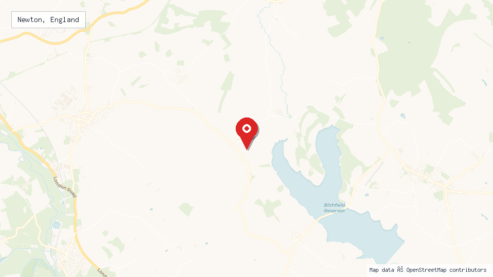 Street map of Newton, England with location pin