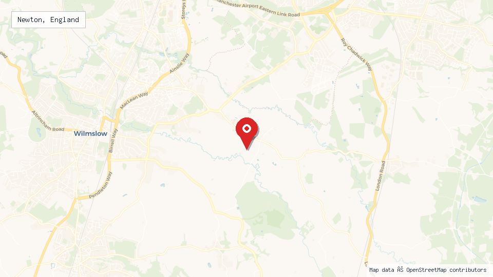 Street map of Newton, England with location pin