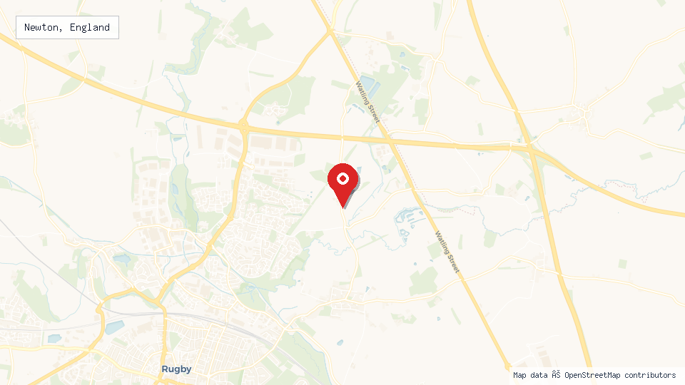 Street map of Newton, England with location pin