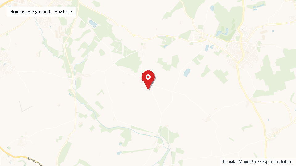 Street map of Newton Burgoland, England with location pin
