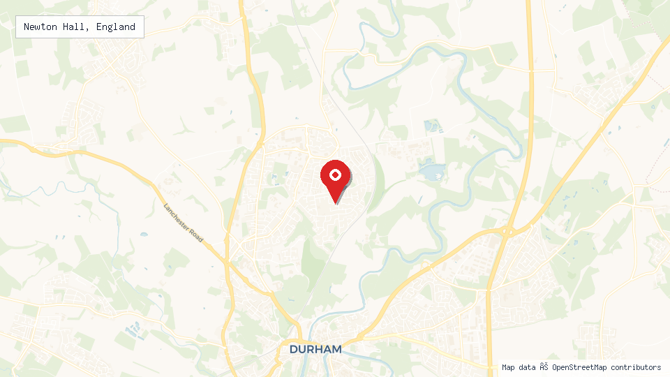 Street map of Newton Hall, England with location pin