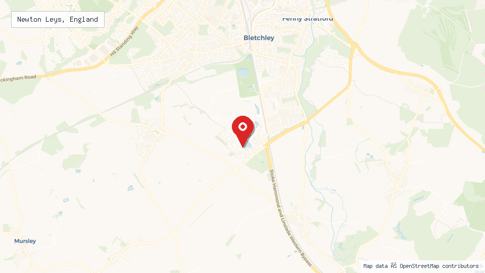 Street map of Newton Leys, England with location pin