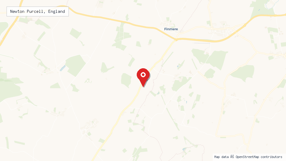 Street map of Newton Purcell, England with location pin