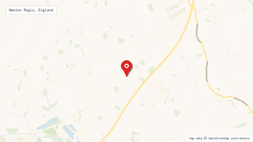 Street map of Newton Regis, England with location pin