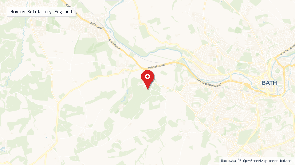 Street map of Newton Saint Loe, England with location pin