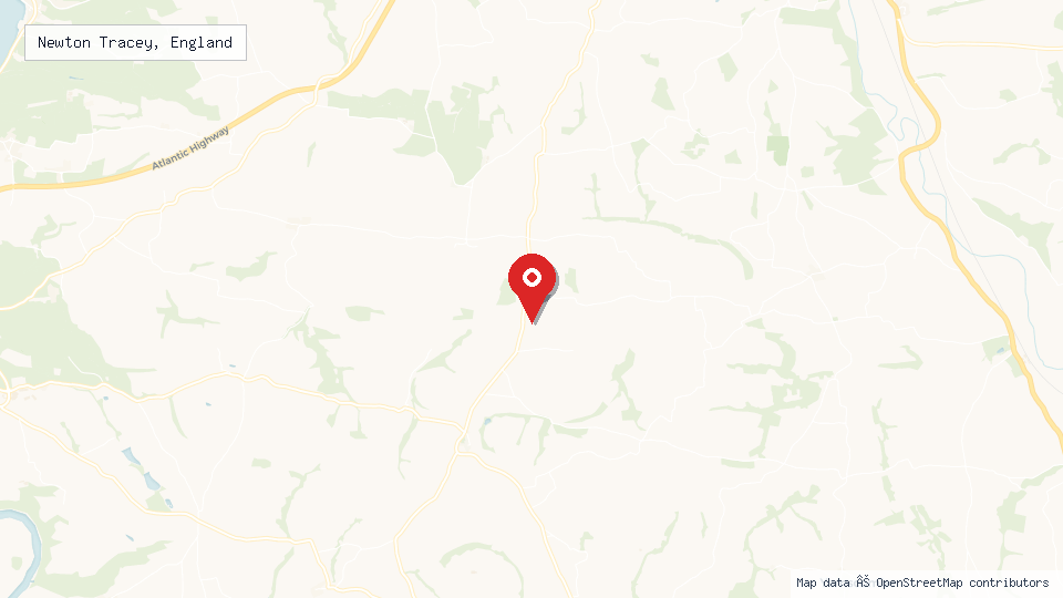 Street map of Newton Tracey, England with location pin