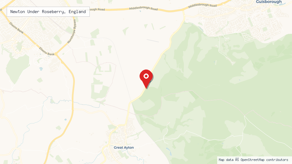 Street map of Newton Under Roseberry, England with location pin
