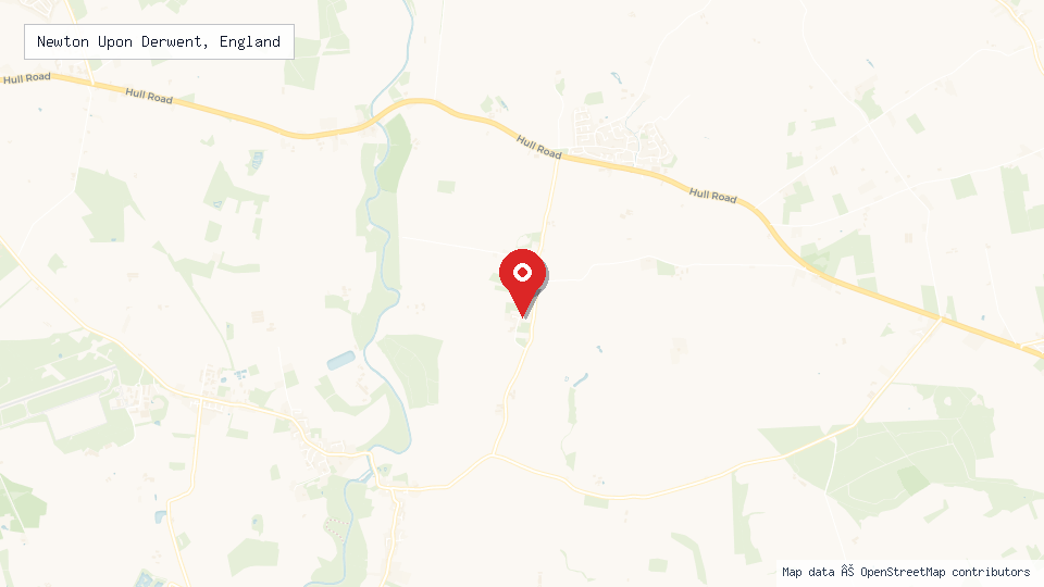 Street map of Newton Upon Derwent, England with location pin