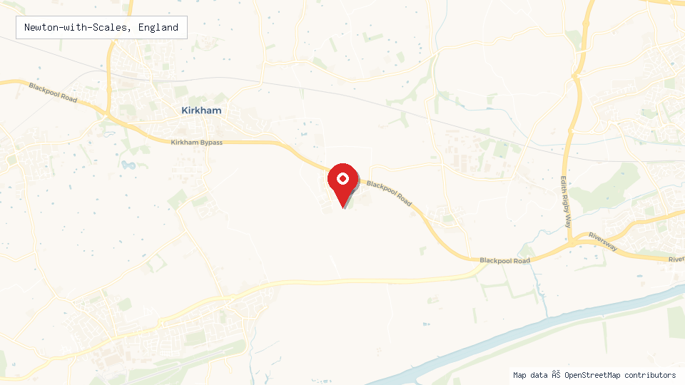 Street map of Newton-with-Scales, England with location pin