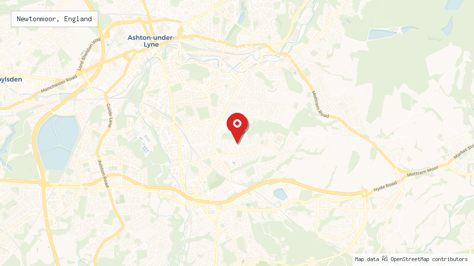 Street map of Newtonmoor, England with location pin