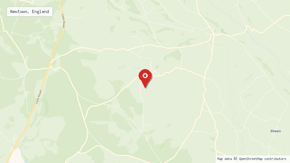 Street map of Newtown, England with location pin