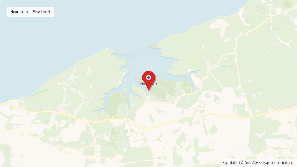 Street map of Newtown, England with location pin