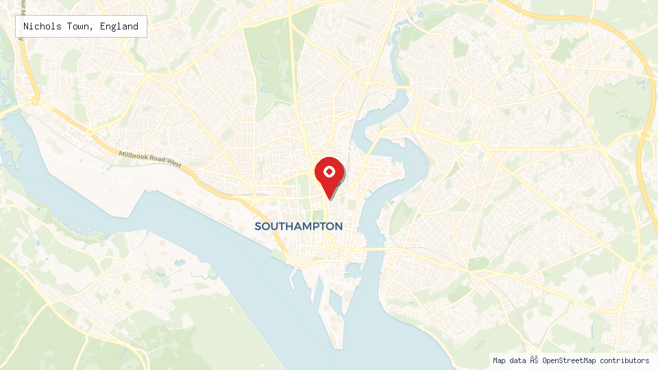 Street map of Nichols Town, England with location pin