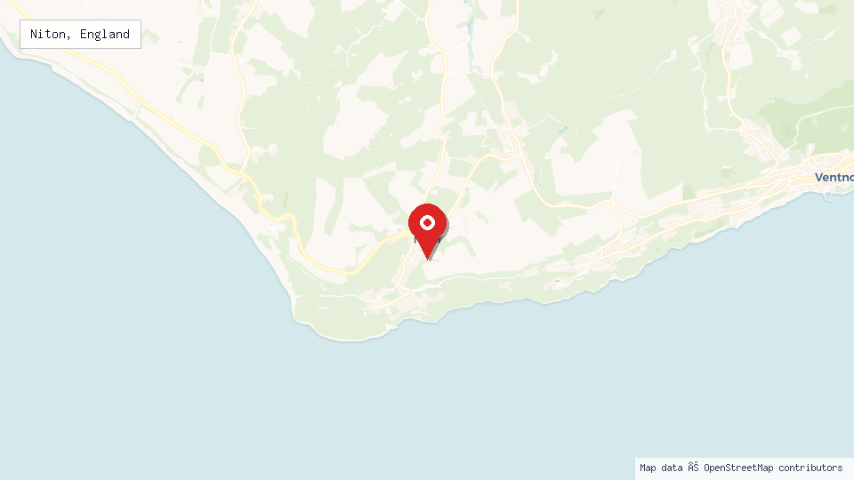 Street map of Niton, England with location pin