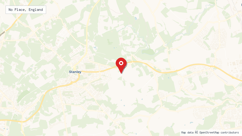 Street map of No Place, England with location pin