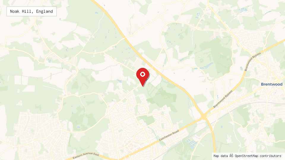 Street map of Noak Hill, England with location pin