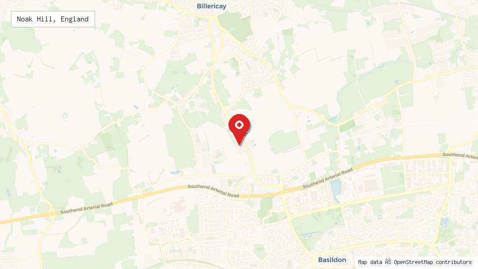 Street map of Noak Hill, England with location pin
