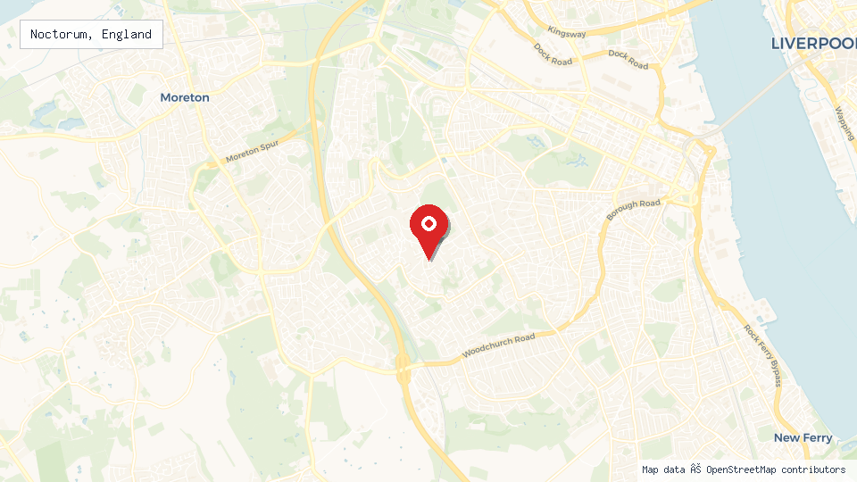 Street map of Noctorum, England with location pin