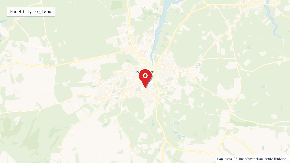 Street map of Nodehill, England with location pin