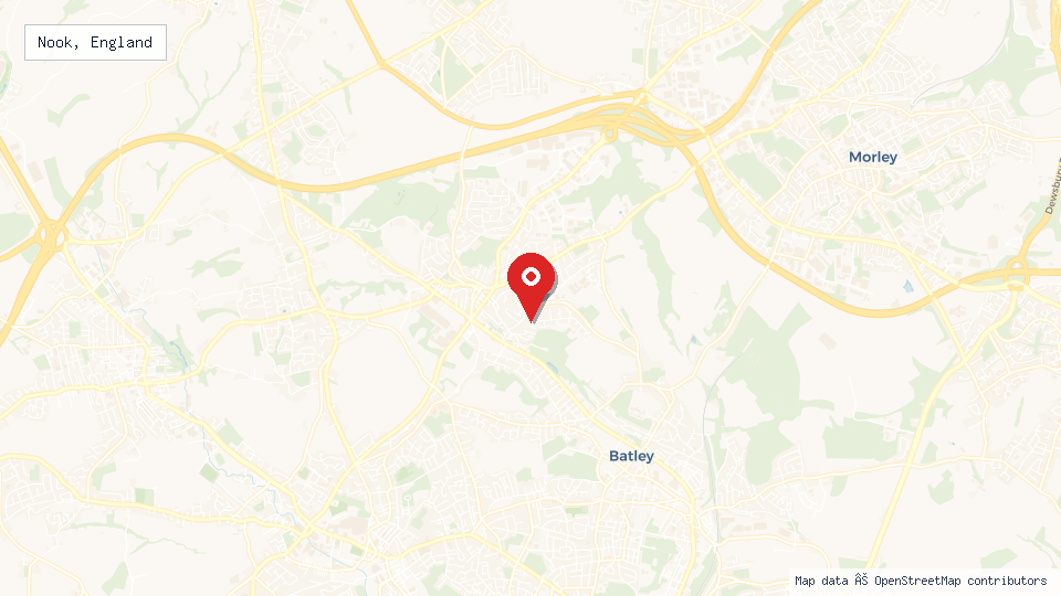 Street map of Nook, England with location pin