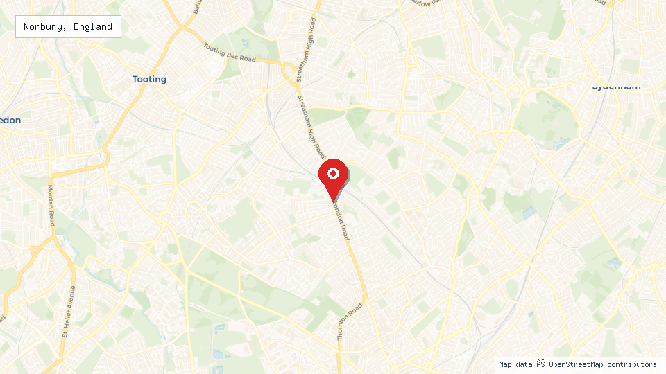 Street map of Norbury, England with location pin