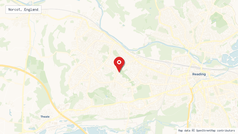 Street map of Norcot, England with location pin