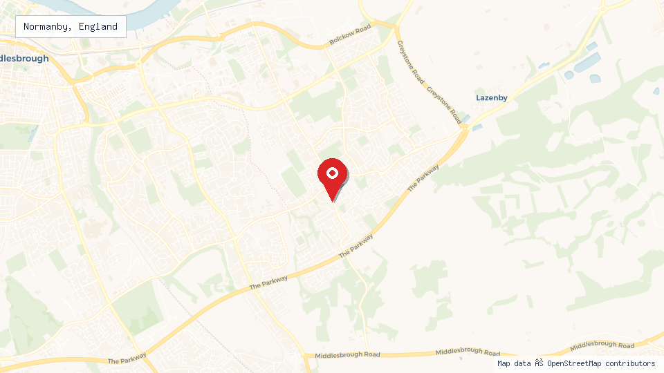 Street map of Normanby, England with location pin