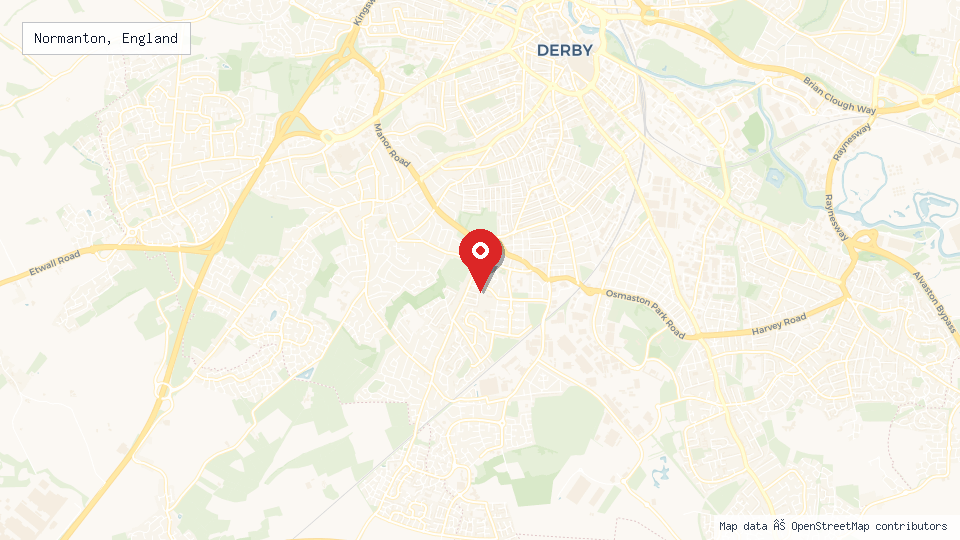 Street map of Normanton, England with location pin