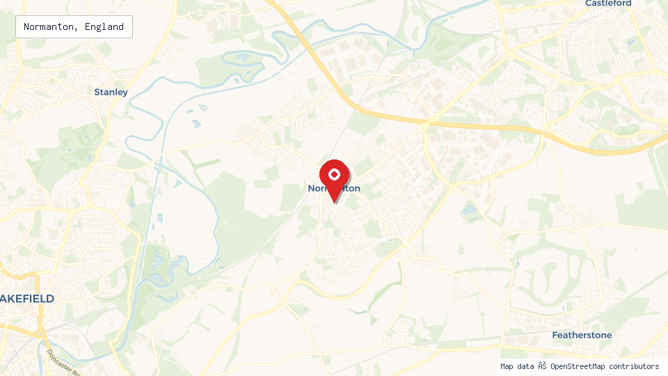Street map of Normanton, England with location pin