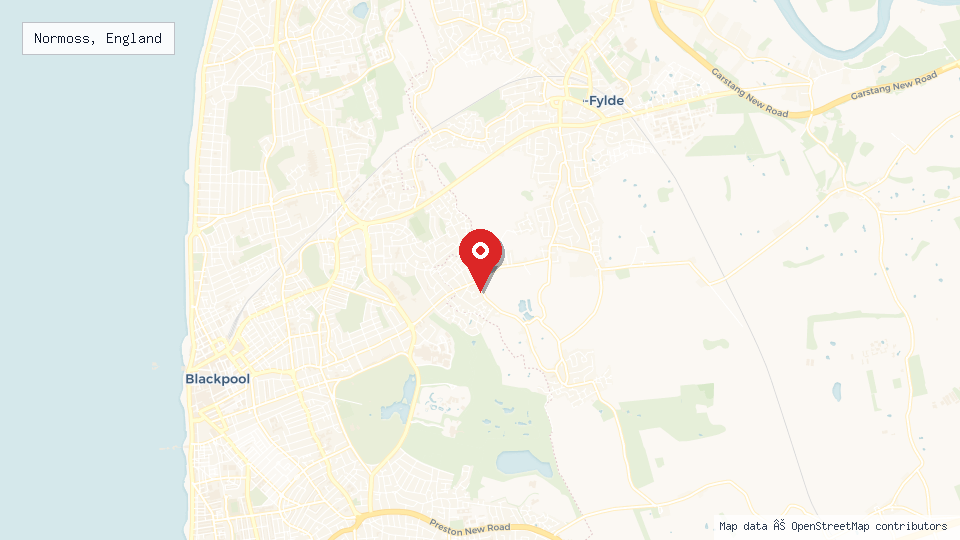 Street map of Normoss, England with location pin