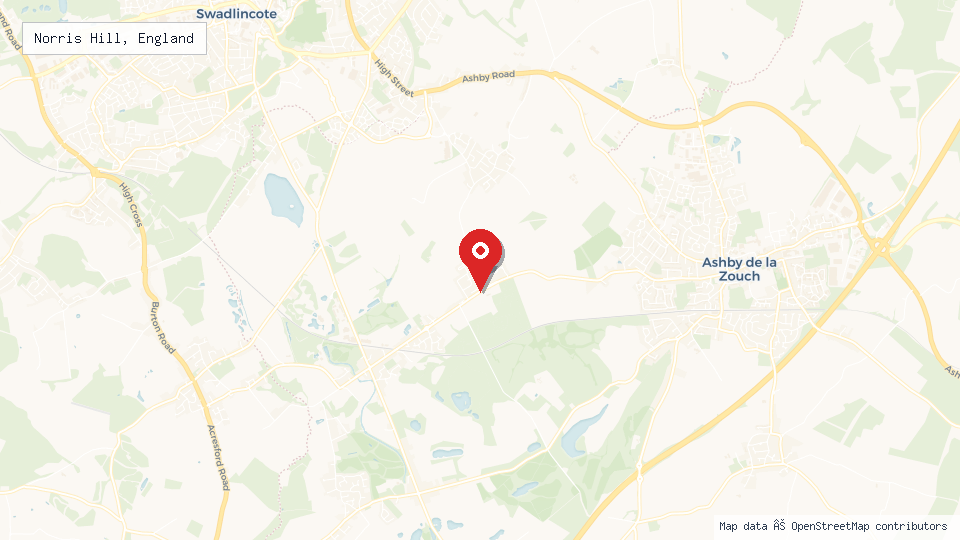 Street map of Norris Hill, England with location pin