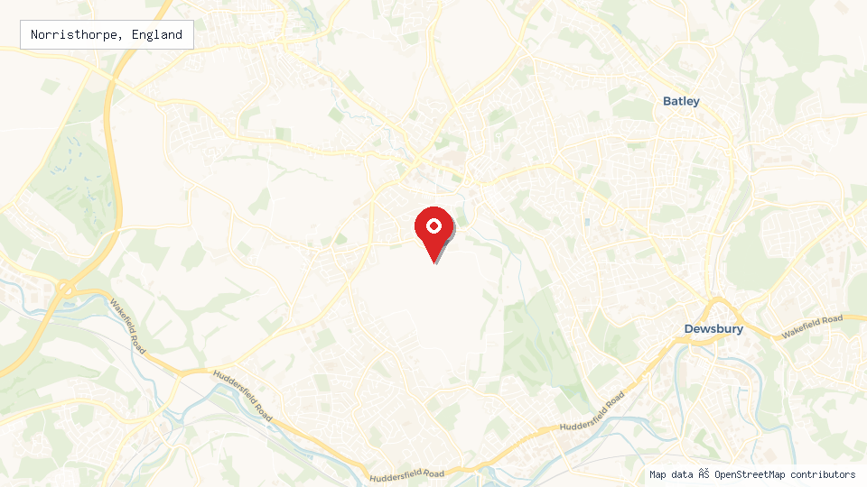 Street map of Norristhorpe, England with location pin