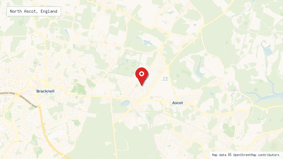 Street map of North Ascot, England with location pin