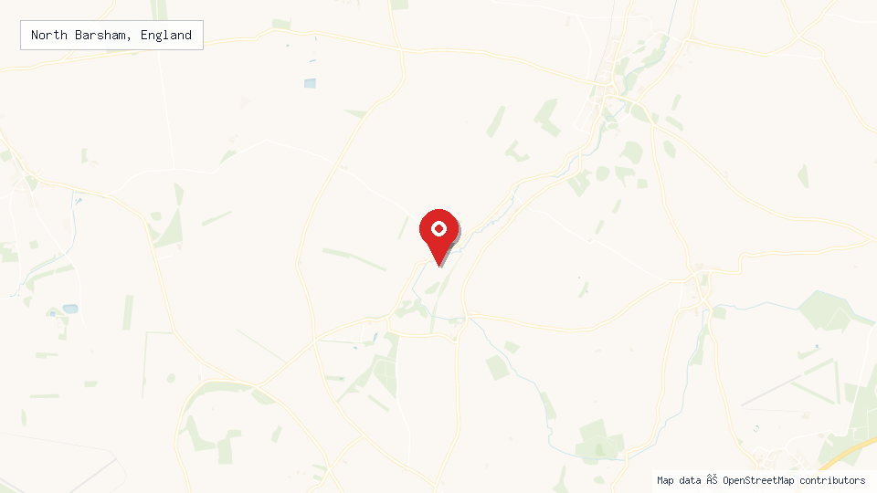 Street map of North Barsham, England with location pin
