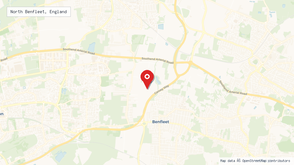 Street map of North Benfleet, England with location pin