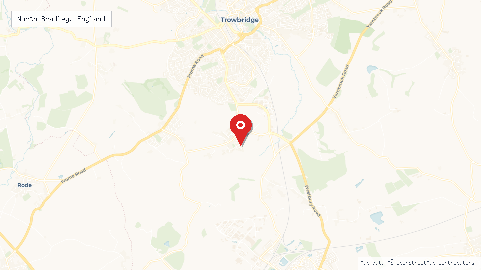 Street map of North Bradley, England with location pin