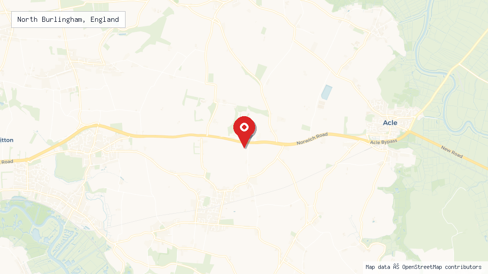 Street map of North Burlingham, England with location pin