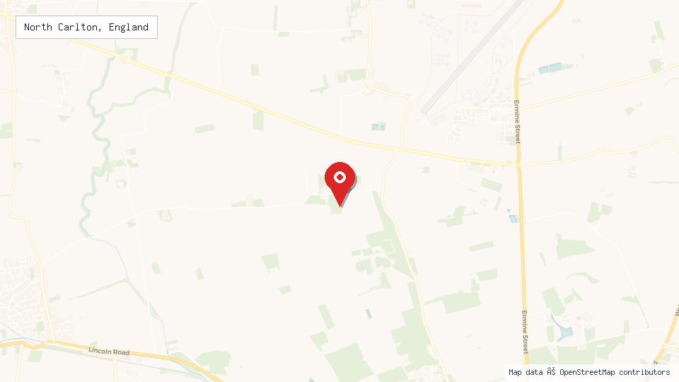 Street map of North Carlton, England with location pin