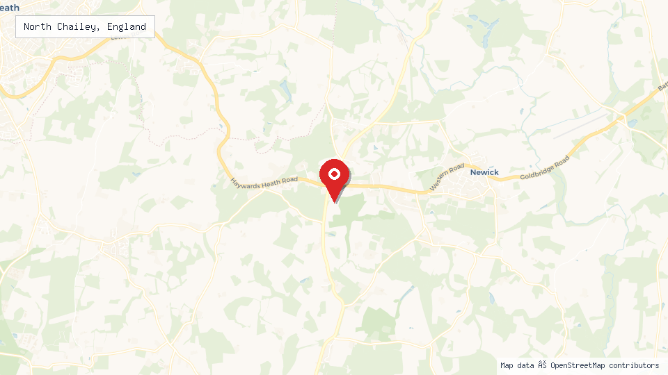 Street map of North Chailey, England with location pin